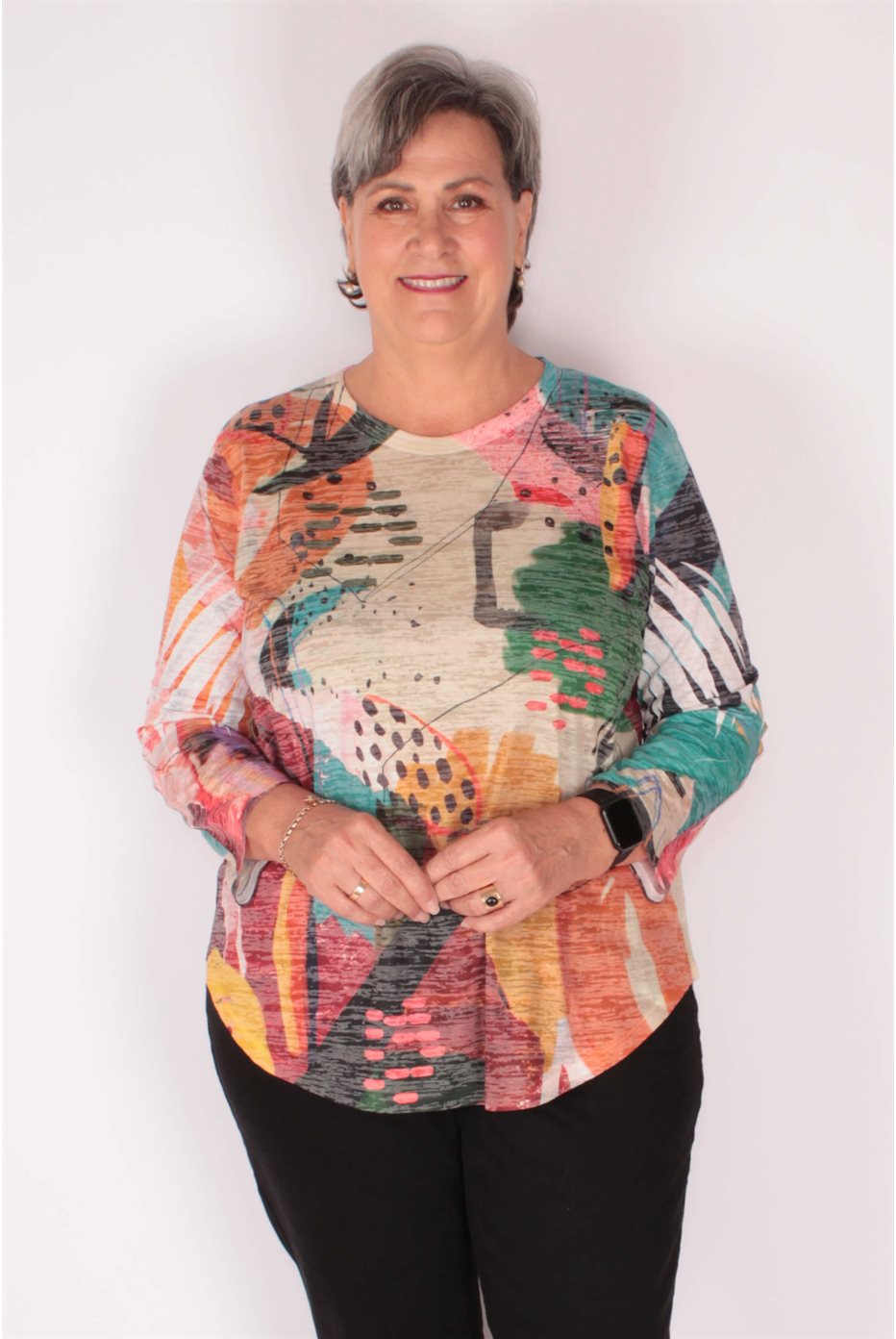 Burnout Tunic Top with Round Hem Montecito